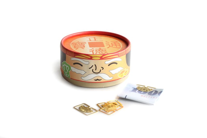 财源广进聚宝盆 10入万两金元宝回纹针 | 台湾特色 文具送礼 - 书签 - 其他金属 金色