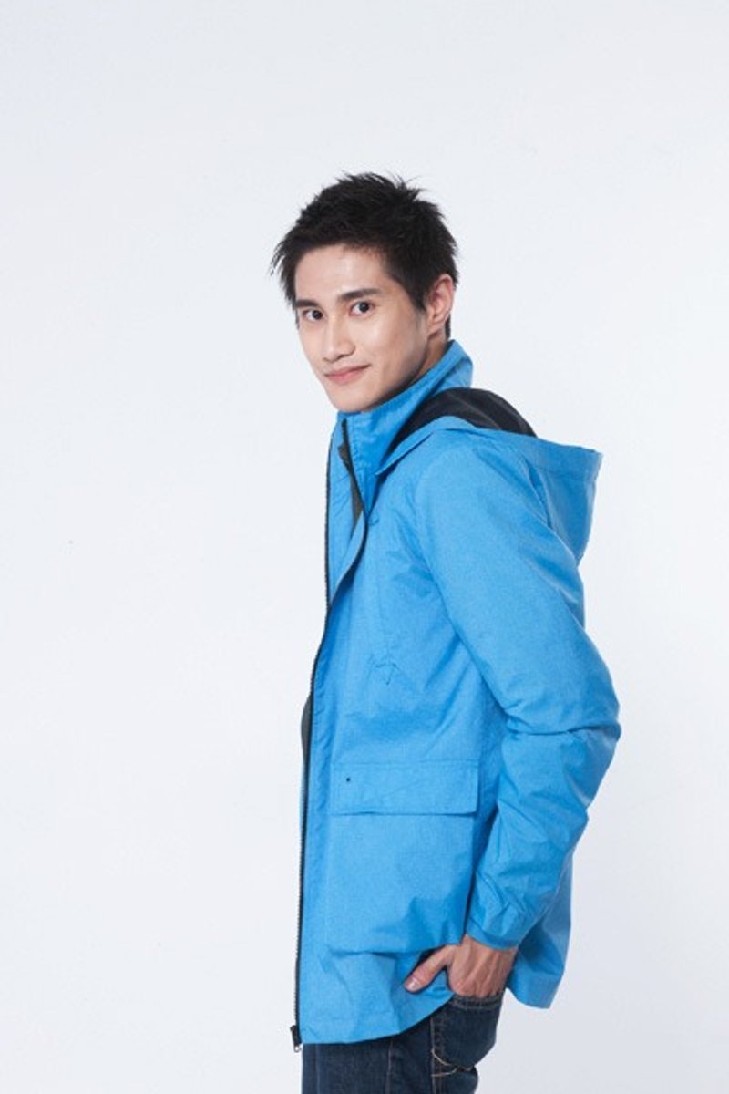 iinpress 长版牛角袋防水外套 (天蓝) - 男装外套 - 防水材质 蓝色