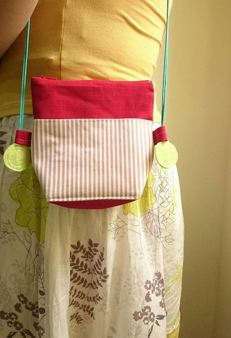 【十木米．Lorenza】童趣马卡龙 斜背包 #红色条纹 *台湾、离岛包邮 - 侧背包/斜挎包 - 其他材质 红色