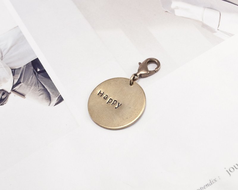 La Don - 黄铜吊牌 - 手工敲字 - Happy - 手链/手环 - 铜/黄铜 金色