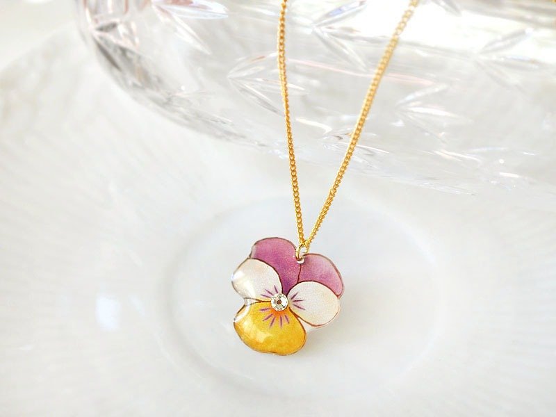 025 三色堇项链 - 项链 - 塑料 紫色