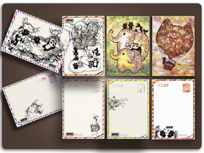 明信片 | 双面插画 - 我们一起喵 (四张 + 一张特别版) - 卡片/明信片 - 纸 