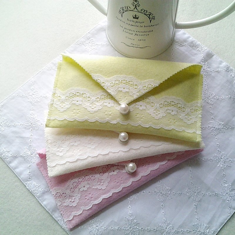 MFP黄色手工蕾丝毛毡布料眼镜袋 眼镜套 - 其他 - 其他材质 黄色