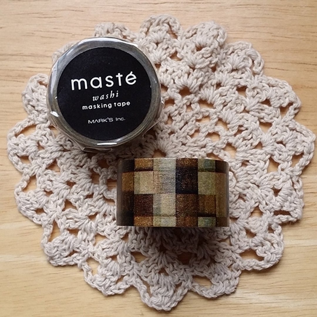 maste Masking Tape 和纸胶带 Multi系列【木头方块拼贴 (MST-MKT33-A)】 - 纸胶带 - 纸 咖啡色
