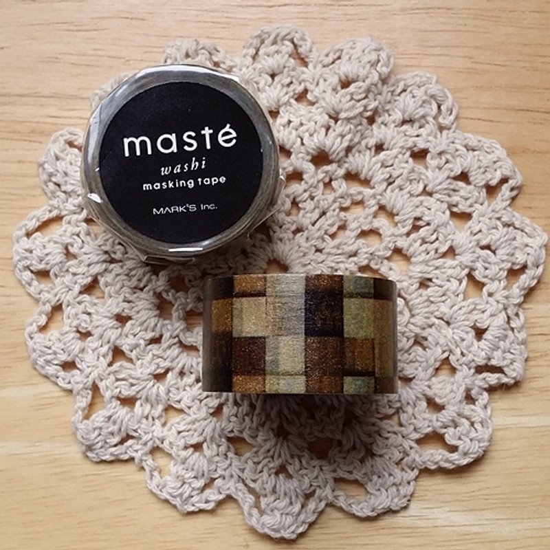 maste Masking Tape 和纸胶带 Multi系列【木头方块拼贴 (MST-MKT33-A)】 - 纸胶带 - 纸 咖啡色