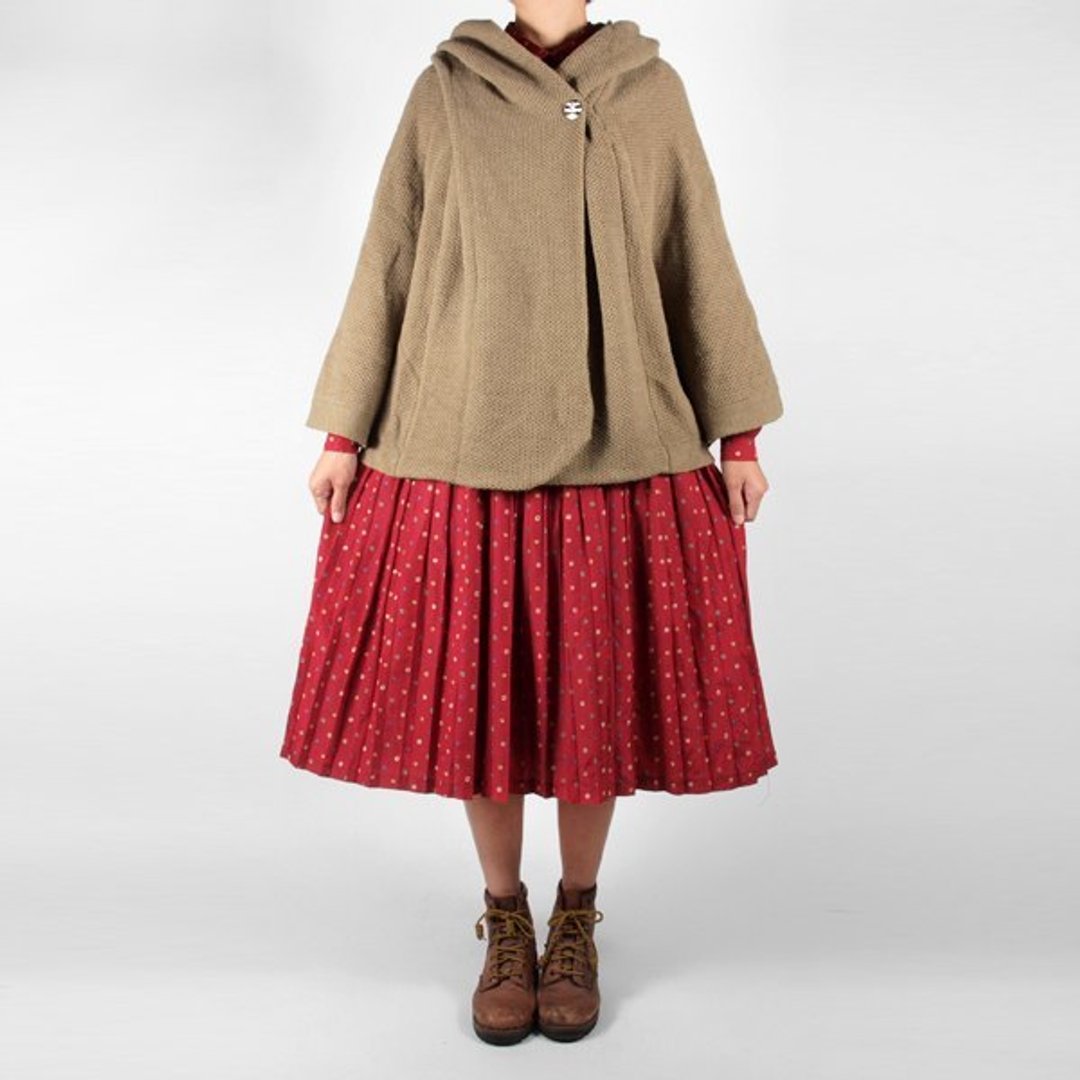 │moderato│森林冒险精灵古着针织斗篷罩衫连帽外套/森林女孩.文艺女孩.vintage - 中性连帽卫衣/T 恤 - 其他材质 卡其色