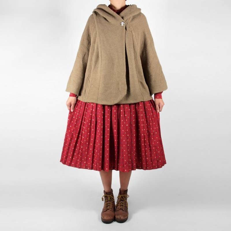 │moderato│森林冒险精灵古着针织斗篷罩衫连帽外套/森林女孩.文艺女孩.vintage - 中性连帽卫衣/T 恤 - 其他材质 卡其色