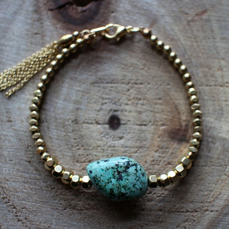 Muse自然风系列NO.42蓝色土耳其石黄铜手链 - 手链/手环 - 其他材质 蓝色