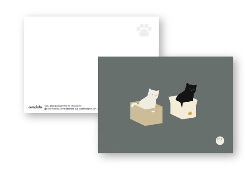 silhouette life 剪影生活明信片 - 猫禅 - 卡片/明信片 - 纸 绿色