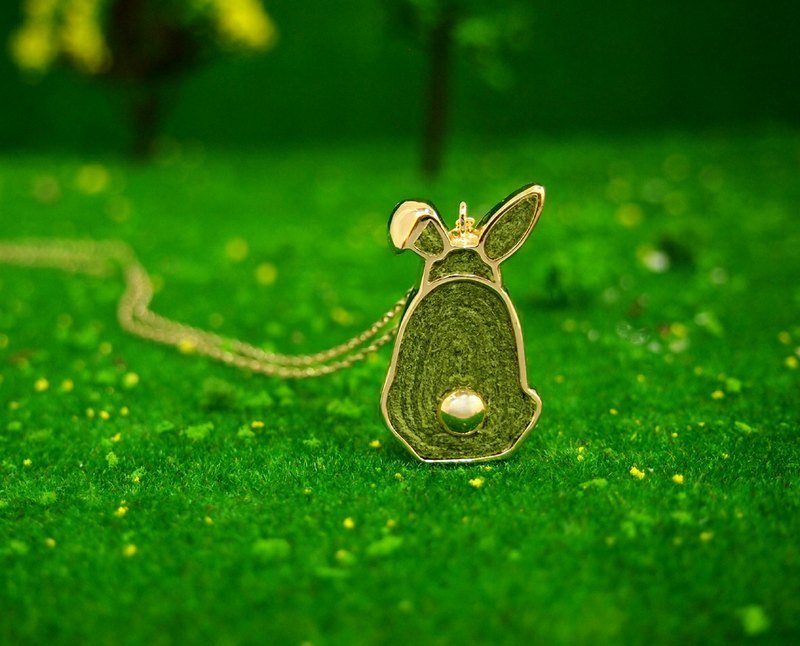 手工森林系绿色兔子项链/手工项链1件 - 项链 - 其他金属 绿色