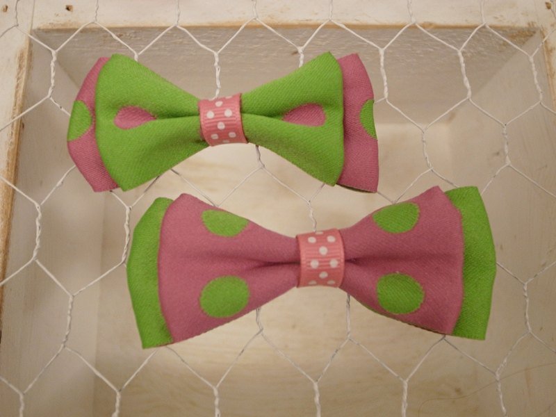 亲子系列**双色蝴蝶结** - 发饰 - 其他材质 绿色