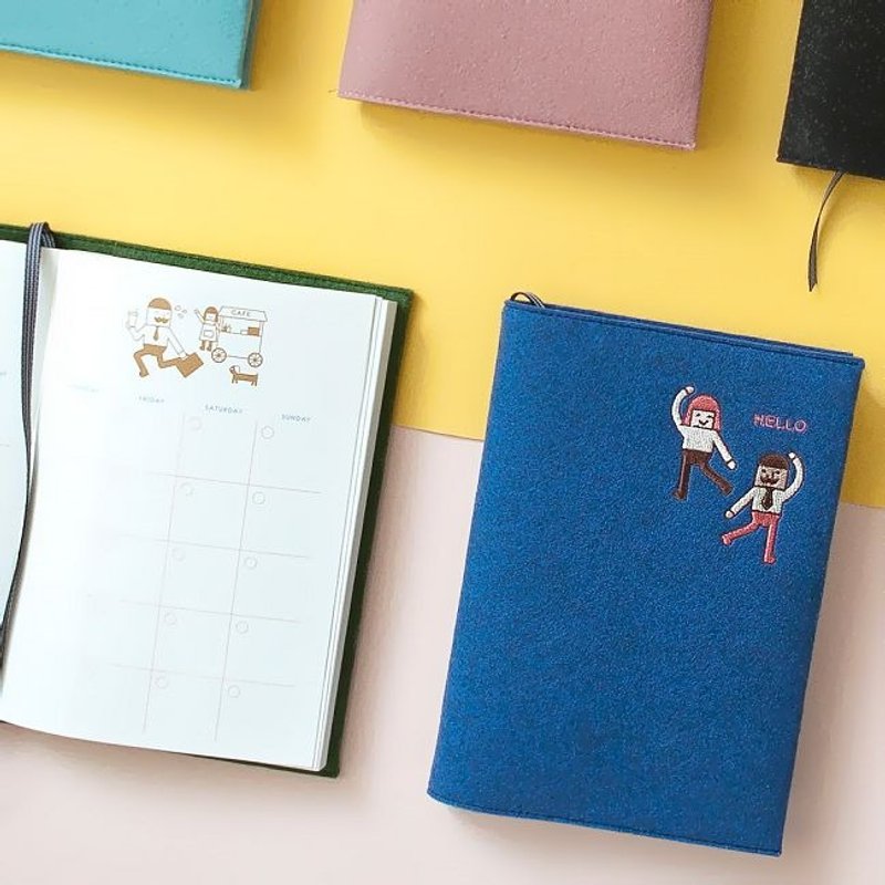 Dessin x Jstory-手帐年历-Hello毛毡电绣无时效周志-珠蓝,JST31294 - 笔记本/手帐 - 纸 蓝色
