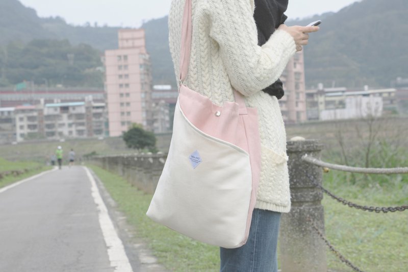 MaryWil麂皮双色提袋-粉红/米 - 侧背包/斜挎包 - 其他材质 粉红色