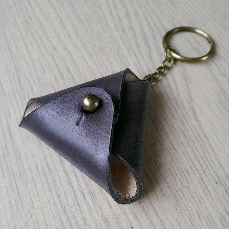 免费敲字_三角零钱钥匙圈-灰蓝色 - 零钱包 - 真皮 灰色