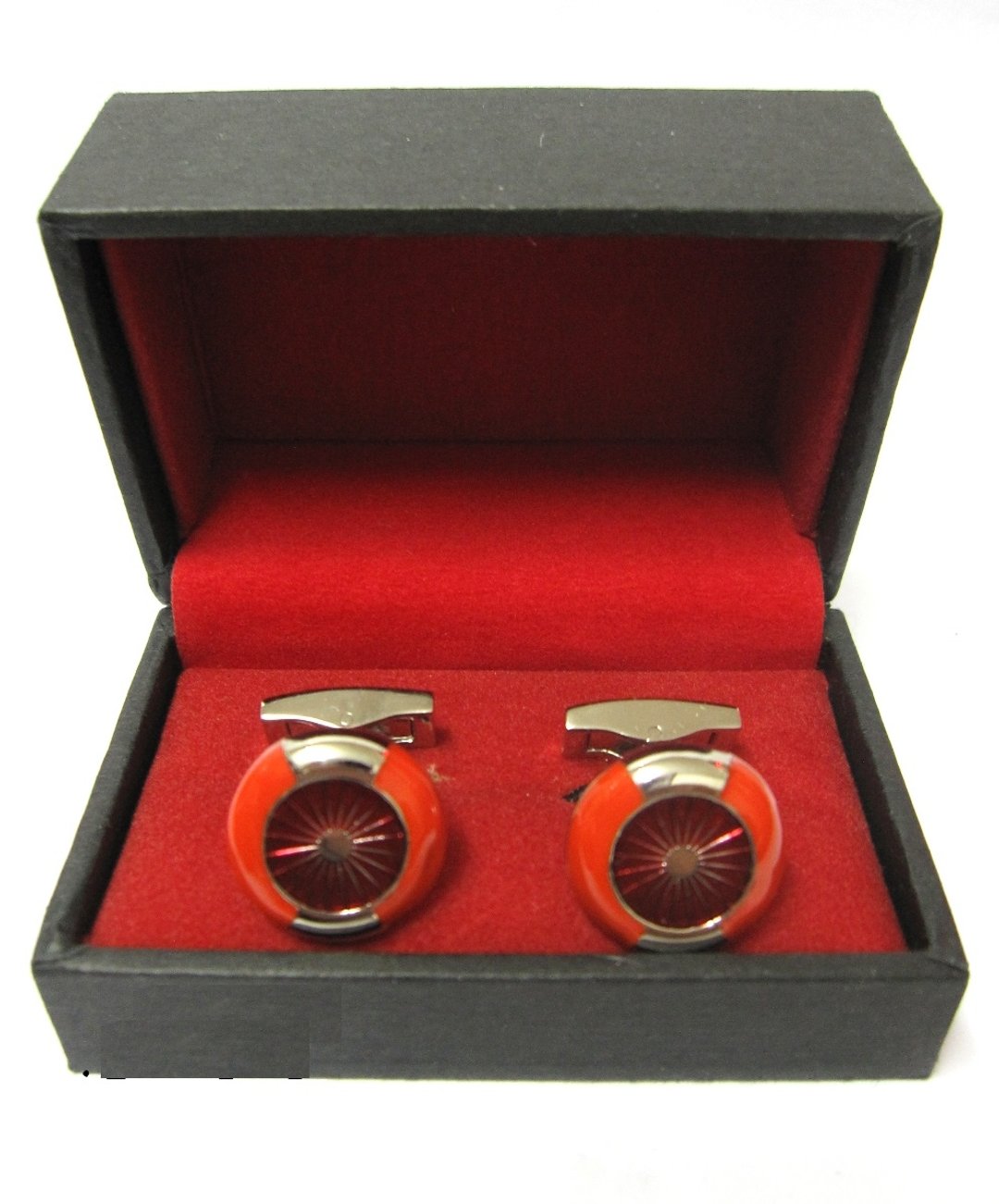 Round Wheel red stone Cufflinks-SIlver plated(Free Shipping) 圆形红色车軑袖口扣(包邮) - 袖扣 - 其他金属 红色