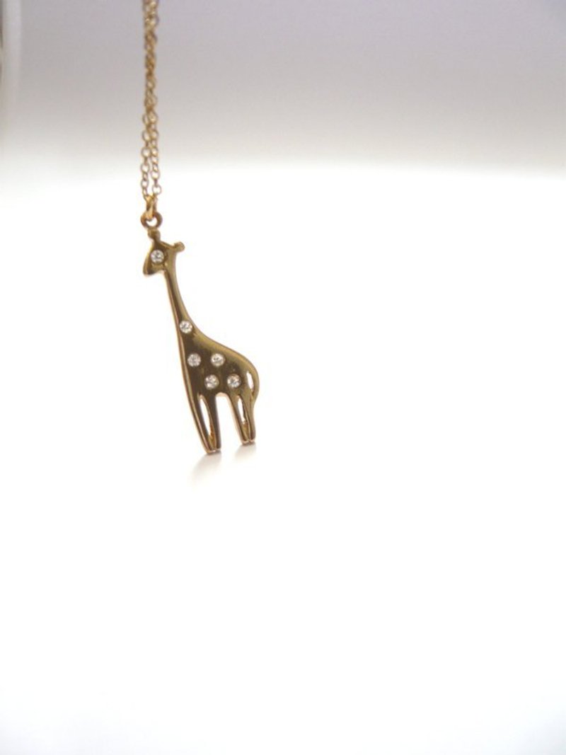 薄片金色钻石眼睛点点长颈鹿短链 - 项链 - 其他金属 