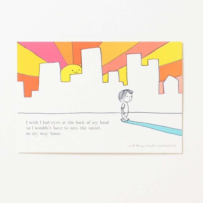 黄昏时回家明信片 - 卡片/明信片 - 纸 橘色