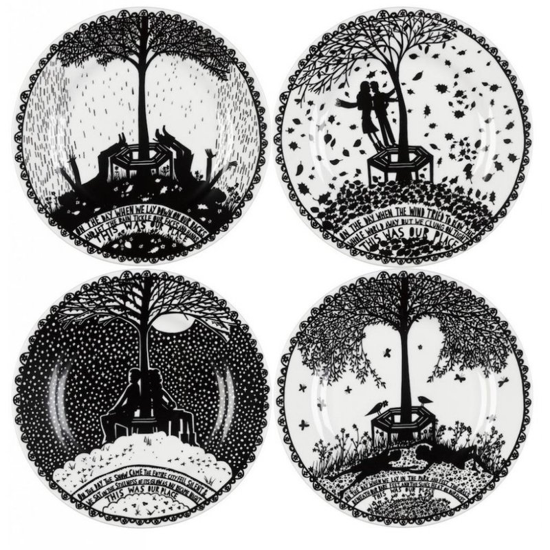 [SUSS] 英国Rob Ryan 剪纸系列"This was our place"情人盘_适合入厝/新婚/情人节送礼(外盒裂痕出清) - 浅碟/小碟子 - 其他材质 黑色