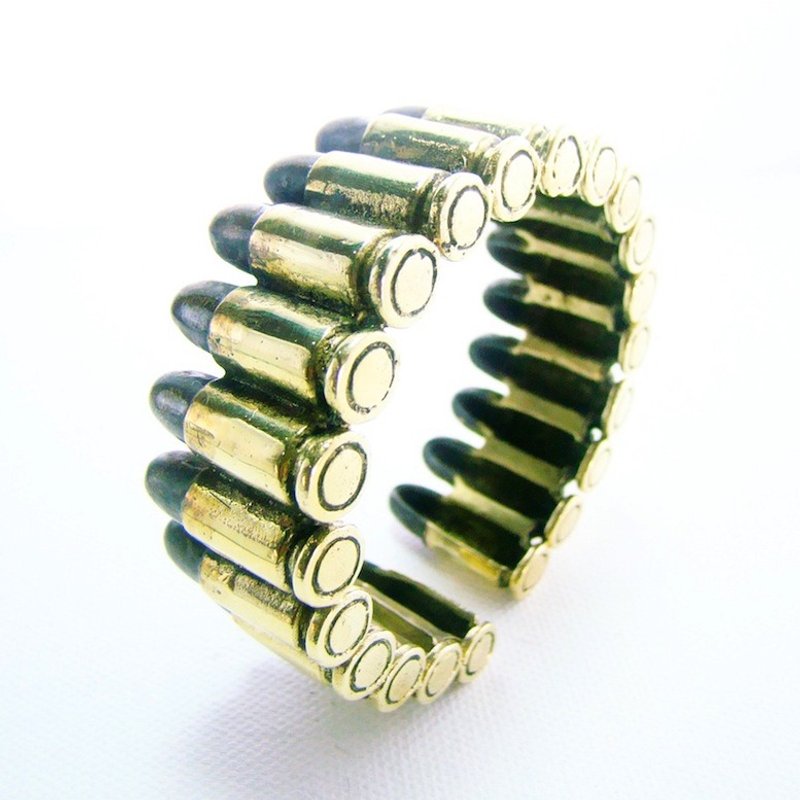 Bullet bangle in brass ,Rocker jewelry ,Skull jewelry,Biker jewelry - 手链/手环 - 其他金属 