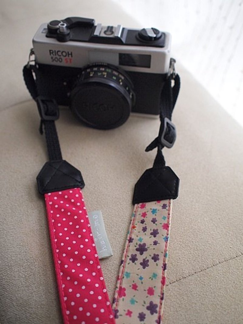 hairmo。桃红星星拼接双背相机带+皮片 - 证件套/卡套 - 真皮 红色