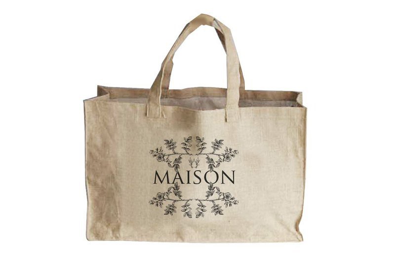 Fill in the Blank”天然麻织布家饰系列 - 法式方型麻织购物袋L - MAISON（法文：家） - 摆饰 - 其他材质 金色