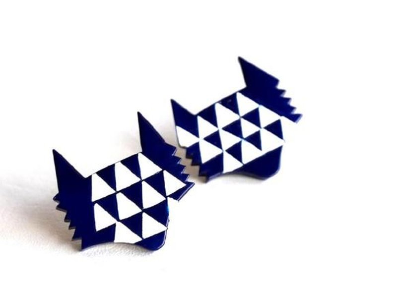 狐狸 耳环 - 耳环/耳夹 - 塑料 蓝色