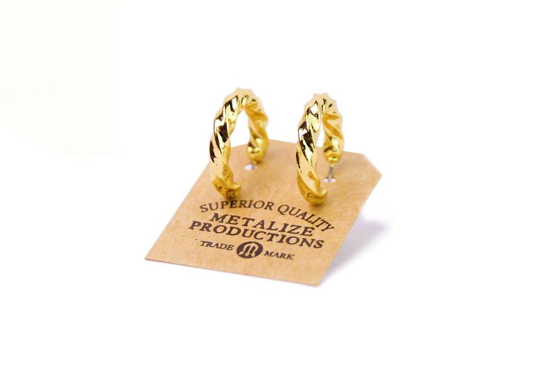 【METALIZE】Big Metal Rope Earrings 大麻花耳环 - 耳环/耳夹 - 其他金属 