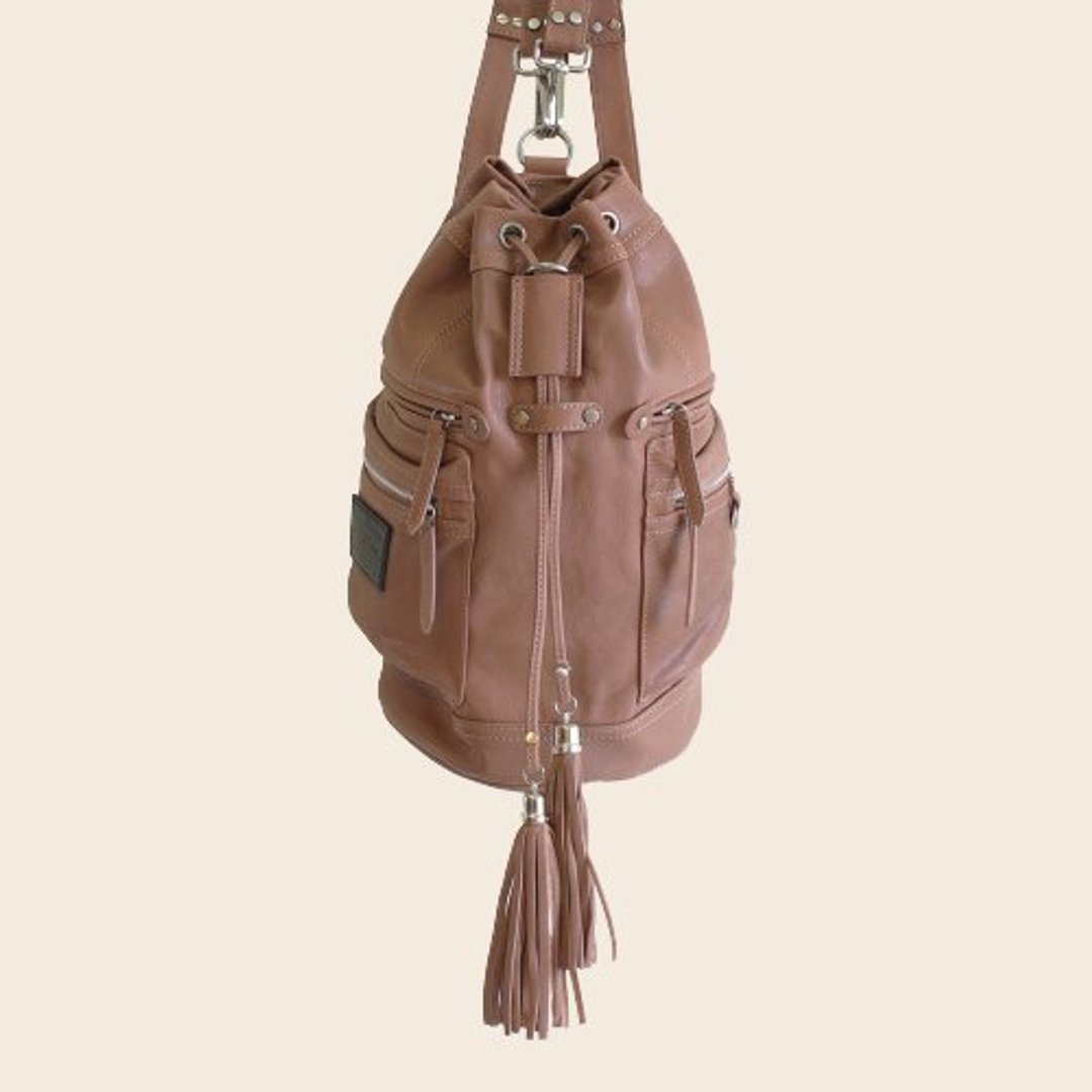 ► Jennifer ｜ shoulder bag ● 　　　　砂色／软羊皮圆筒背包 - 侧背包/斜挎包 - 真皮 卡其色