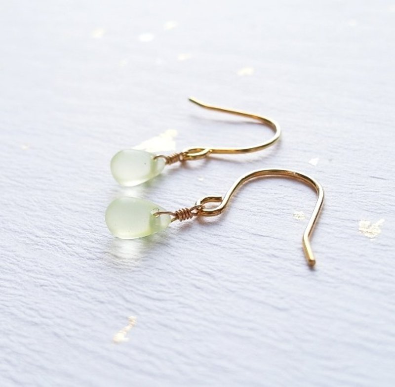 ∣一抹月光∣就是想简单 水滴耳环 雾柠黄 - 耳环/耳夹 - 其他材质 黄色