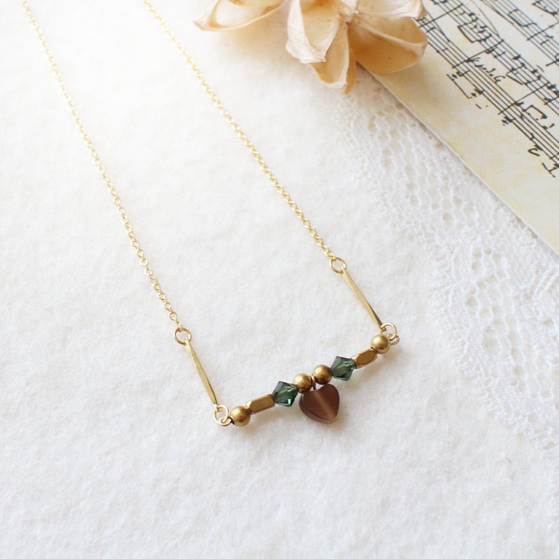 EF一寸之间NO.57情人节咖啡色心型猫眼石项链 - 项链 - 其他材质 咖啡色