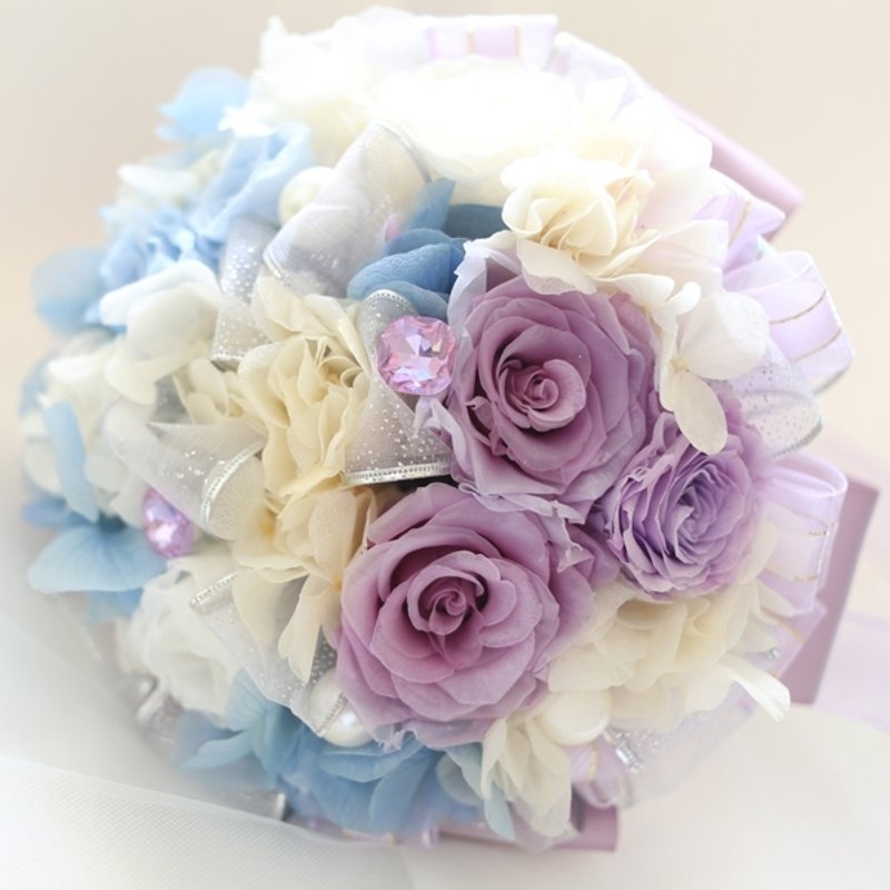 璎珞时尚*手作珠宝捧花*新娘饰品*定制订作*七夕情人节精选-永生花.不​凋花预购~~蓝紫轻恬NO.57 - 植栽/盆栽 - 植物．花 紫色