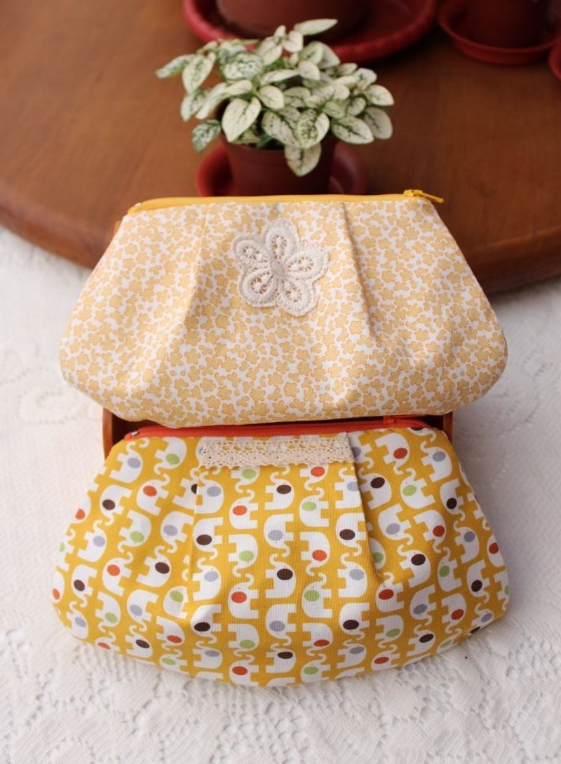 【十木米．Lorenza】黄色系  经典可颂包 / 化妆包 - 其他 - 其他材质 黄色