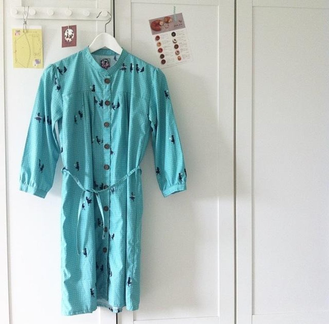 Handmade dresses Striped mint green playground Cute handmade Children Playground 3/4 long sleeves dress made from Japanese cotton fabric: green mint color. - 晚装/礼服 - 棉 绿色