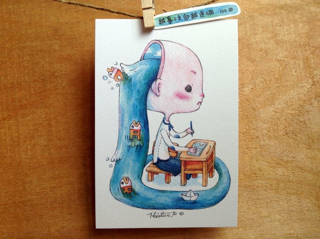 越专注却越迷惘  水彩插画明信片 - 卡片/明信片 - 纸 蓝色