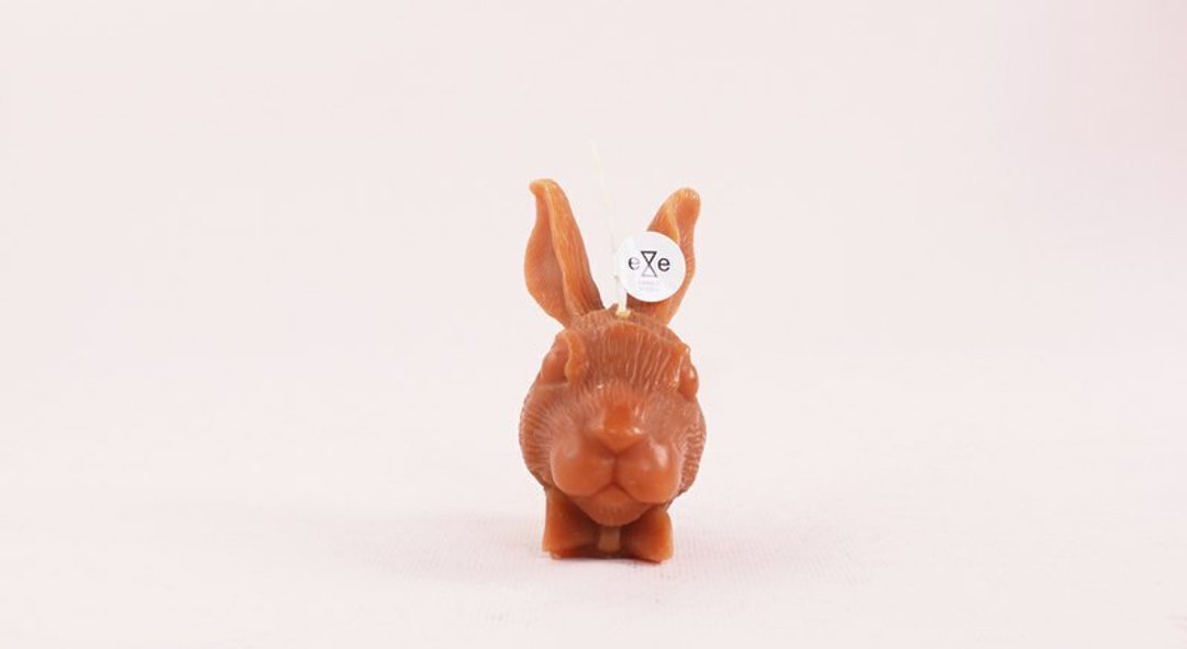 咖啡色兔子造型蜡烛 rabbit - 蜡烛/烛台 - 蜡 金色