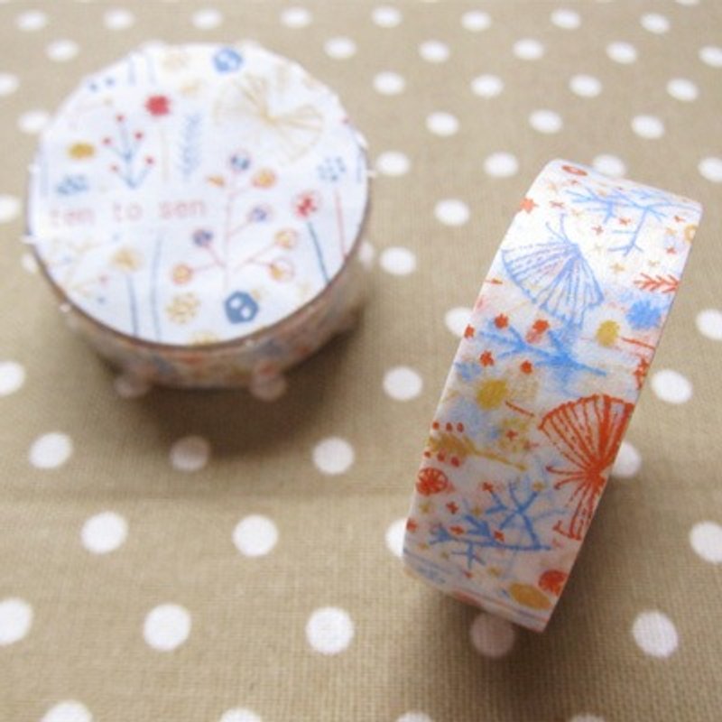 仓敷意匠 x 点线模样制作所 和纸胶带【繁花-蓝+橘(26534-04)】 - 纸胶带 - 纸 橘色