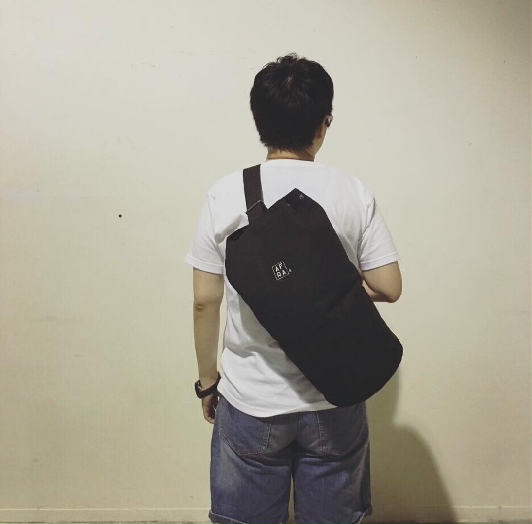 AFRAS DD bag 【黑】 渔夫袋 帆布身单宁底 - 侧背包/斜挎包 - 其他材质 黑色