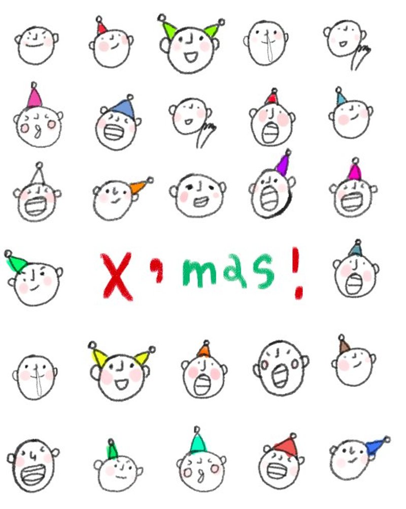 圣诞系列/ 脸蛋派对明信片 - 卡片/明信片 - 纸 白色