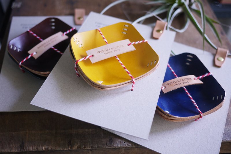 皮革小盘 首饰盘 玄关盘 定制化 免费打印 组合价 - 浅碟/小碟子 - 真皮 黄色