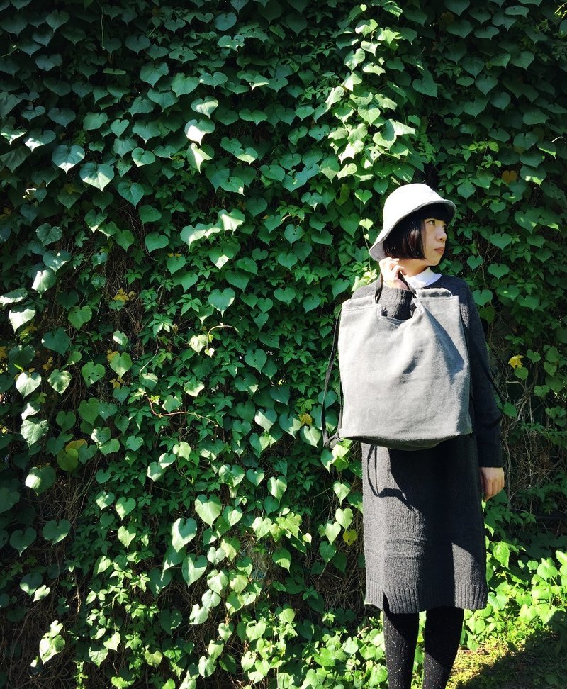 不一般束口袋/后背包/手提包/肩背包/侧背包/束口后背包/黑铅色 - 后背包/双肩包 - 其他材质 黑色