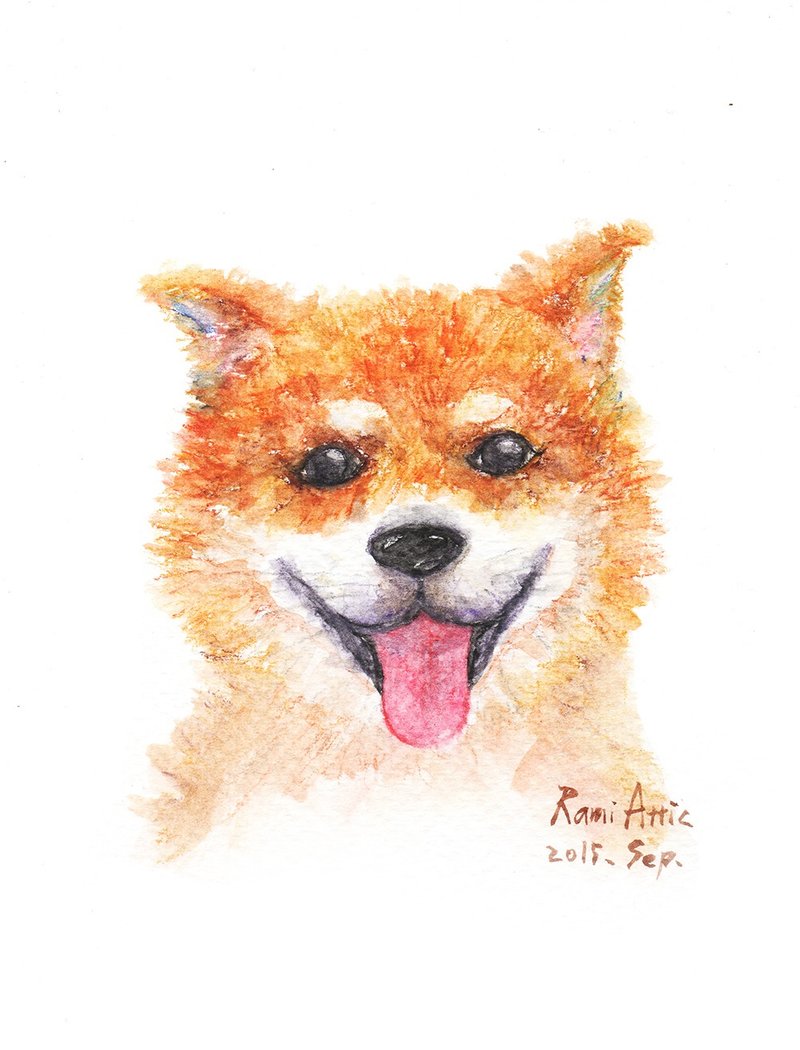 7寸宠物水彩多媒材订制画/宠物画像/猫/狗/定制化/礼物(不含框) - 订制画像 - 纸 