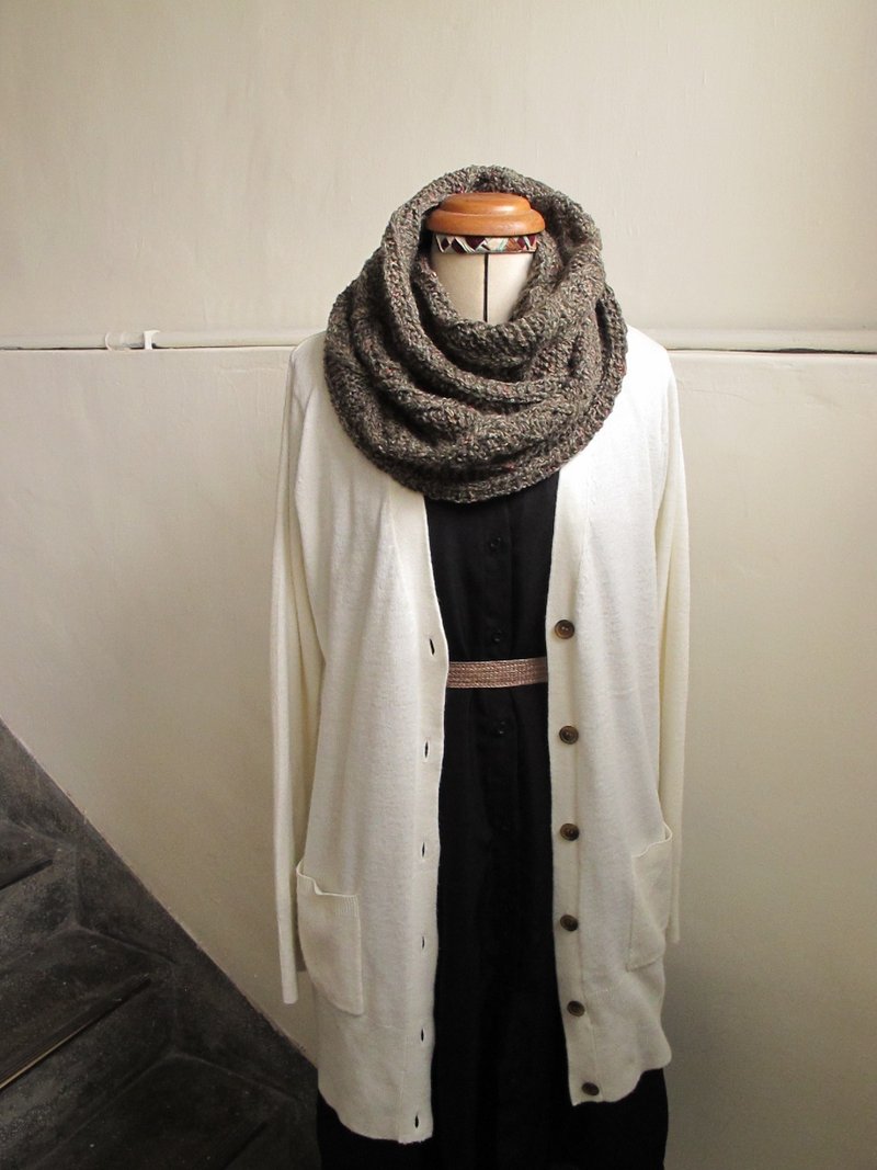 Lan毛线围脖(藻绿驼色) - 丝巾 - 其他材质 卡其色