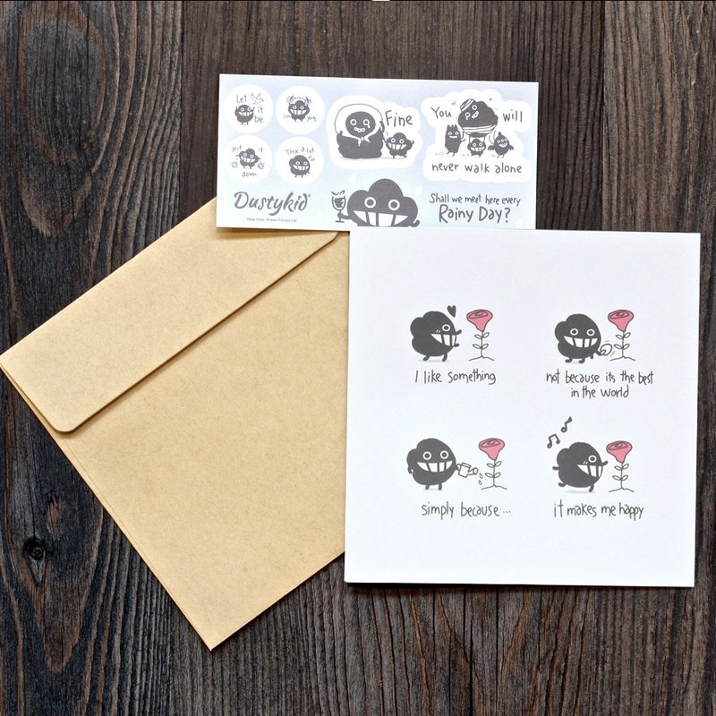 Dustykid Greeting Card 白色问候咭－小尘与玫瑰 - 卡片/明信片 - 纸 白色