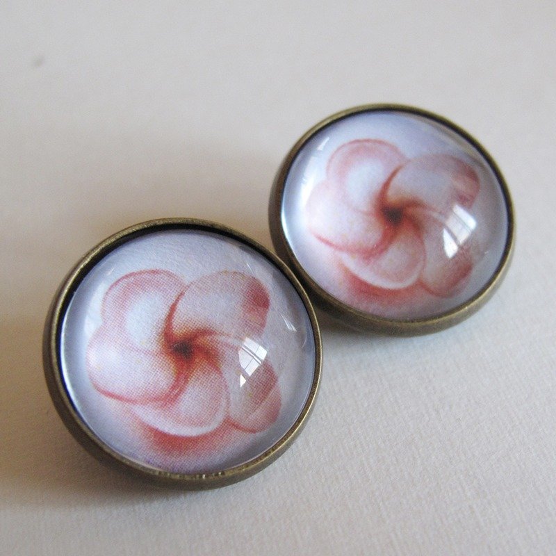 圆形耳夹耳针 - 小花 - 耳环/耳夹 - 其他金属 粉红色