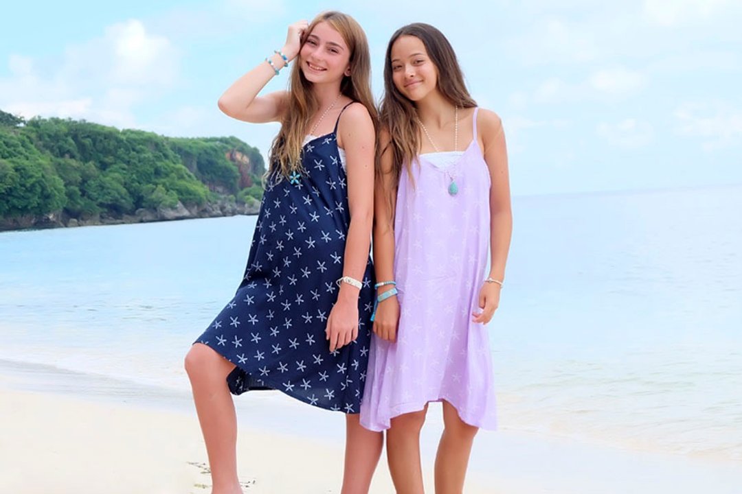 Starfish print camisole dress <navy> - 洋装/连衣裙 - 其他材质 蓝色