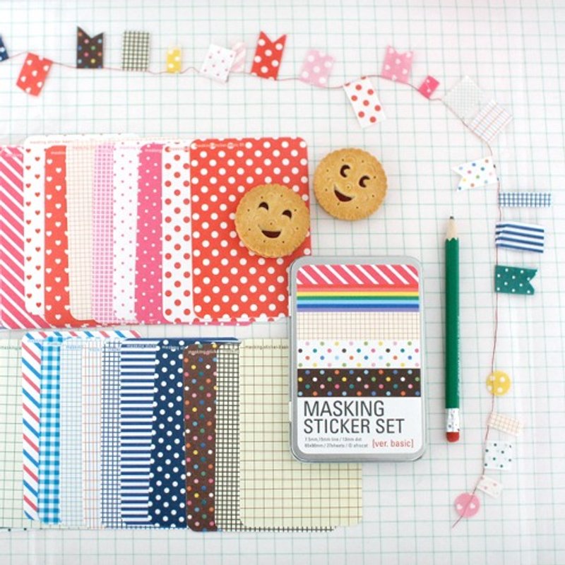 韩国Afrocat_masking sticker fabric 手作装饰纸贴纸(含铁盒)卡片笔记日记标签-BASIC款 - 贴纸 - 其他材质 