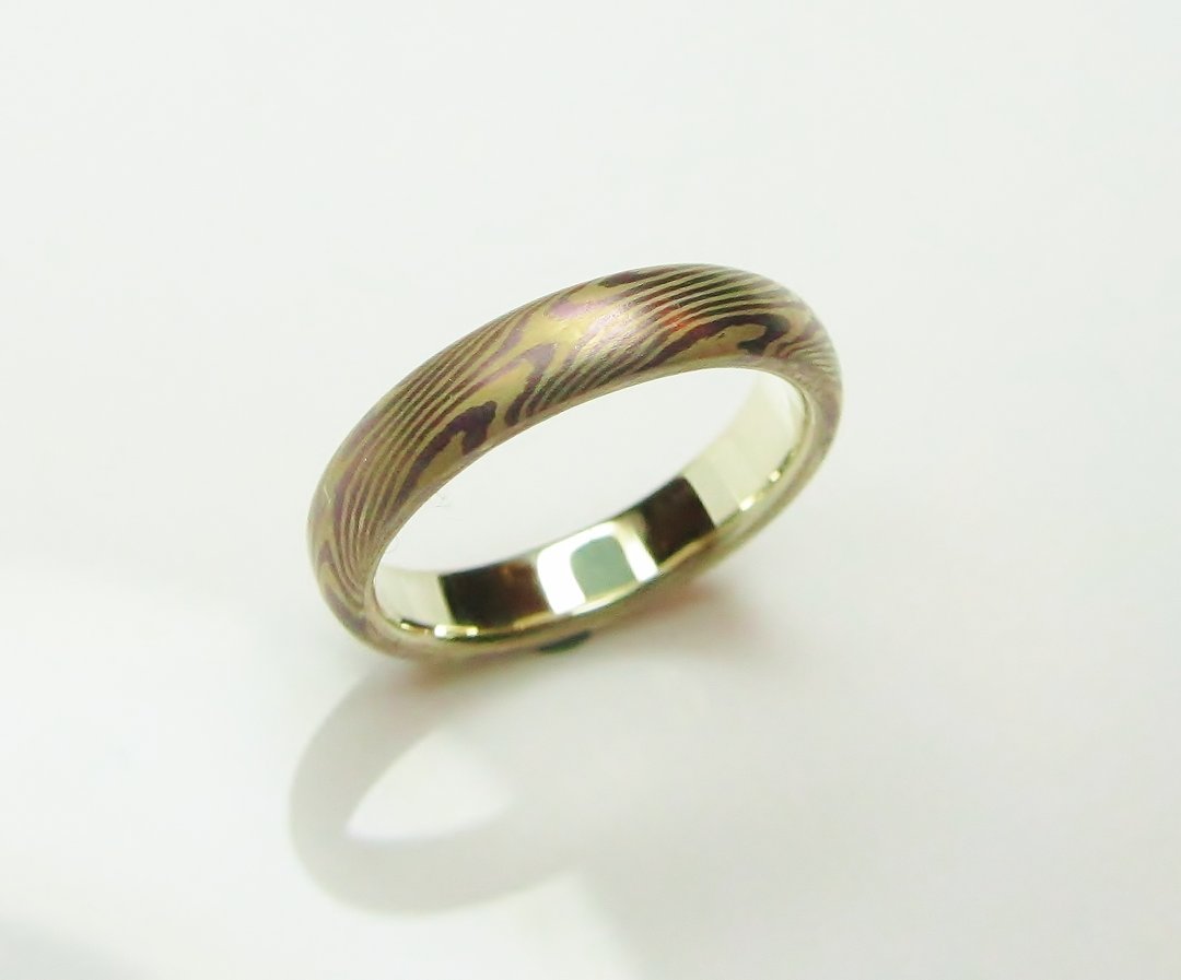 K金 木目金 婚戒 对戒 木纹金 Mokume Gane(单枚价) - 对戒 - 其他金属 多色