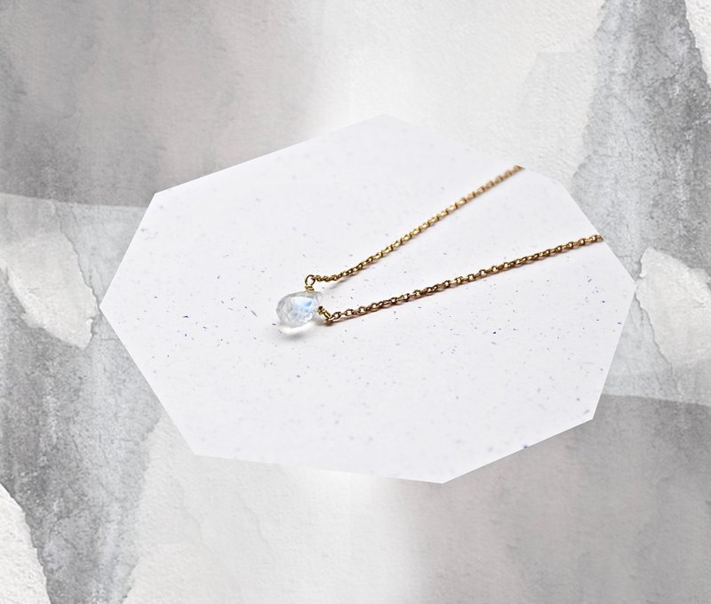 6月诞生石-月光石 moonstone ムーンストーン 锁骨项链 - 项链 - 宝石 白色