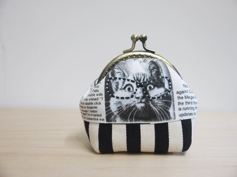 +猫 报纸+口金包.零钱包 - 零钱包 - 其他材质 黑色