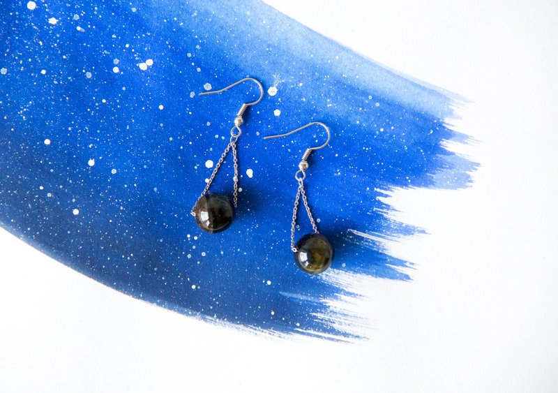 月夜繁星 / 冥王星 - 天然石耳环 - 耳环/耳夹 - 宝石 蓝色